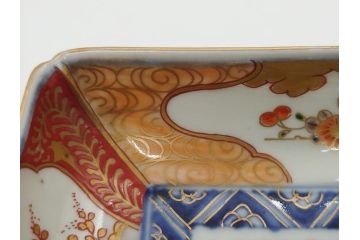江戸期　上手物　古伊万里　金彩　色絵　染付　松竹梅文　6.6寸　約20cm　長皿2枚セット(和食器、和皿、角皿、6寸6分)(R-062885)