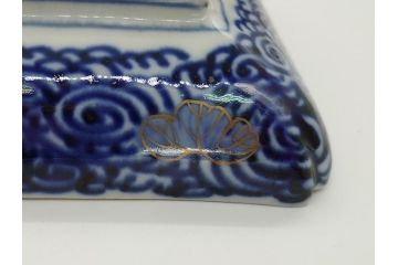 江戸期　上手物　古伊万里　金彩　色絵　染付　松竹梅文　6.6寸　約20cm　長皿2枚セット(和食器、和皿、角皿、6寸6分)(R-062885)