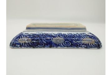 江戸期　上手物　古伊万里　金彩　色絵　染付　松竹梅文　6.6寸　約20cm　長皿2枚セット(和食器、和皿、角皿、6寸6分)(R-062885)