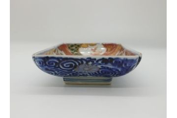 江戸期　上手物　古伊万里　金彩　色絵　染付　松竹梅文　6.6寸　約20cm　長皿3枚セット(和食器、和皿、角皿、6寸6分)(R-062886)
