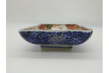 江戸期　上手物　古伊万里　金彩　色絵　染付　松竹梅文　6.6寸　約20cm　長皿3枚セット(和食器、和皿、角皿、6寸6分)(R-062886)