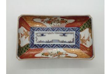 江戸期　上手物　古伊万里　金彩　色絵　染付　松竹梅文　6.6寸　約20cm　長皿3枚セット(和食器、和皿、角皿、6寸6分)(R-062886)