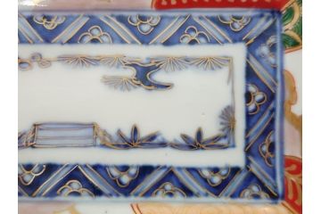 江戸期　上手物　古伊万里　金彩　色絵　染付　松竹梅文　6.6寸　約20cm　長皿3枚セット(和食器、和皿、角皿、6寸6分)(R-062886)