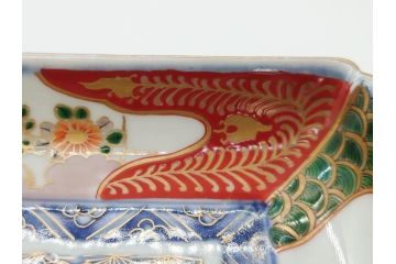 江戸期　上手物　古伊万里　金彩　色絵　染付　松竹梅文　6.6寸　約20cm　長皿3枚セット(和食器、和皿、角皿、6寸6分)(R-062886)