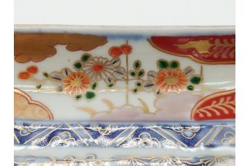 江戸期　上手物　古伊万里　金彩　色絵　染付　松竹梅文　6.6寸　約20cm　長皿3枚セット(和食器、和皿、角皿、6寸6分)(R-062886)