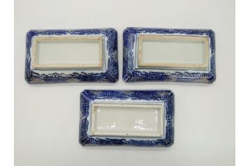 江戸期　上手物　古伊万里　金彩　色絵　染付　松竹梅文　6.6寸　約20cm　長皿3枚セット(和食器、和皿、角皿、6寸6分)(R-062886)