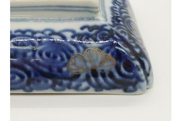 江戸期　上手物　古伊万里　金彩　色絵　染付　松竹梅文　6.6寸　約20cm　長皿3枚セット(和食器、和皿、角皿、6寸6分)(R-062886)