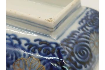 江戸期　上手物　古伊万里　金彩　色絵　染付　松竹梅文　6.6寸　約20cm　長皿3枚セット(和食器、和皿、角皿、6寸6分)(R-062886)