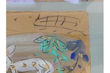 渡辺俊明　墨彩詩書画　無心　いつも微笑(絵画、額装)(R-062887)