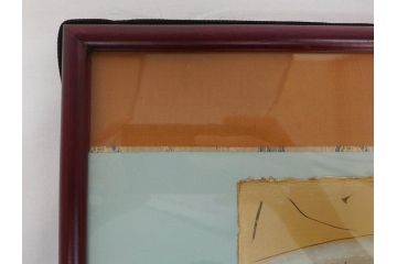 渡辺俊明　墨彩詩書画　無心　いつも微笑(絵画、額装)(R-062887)