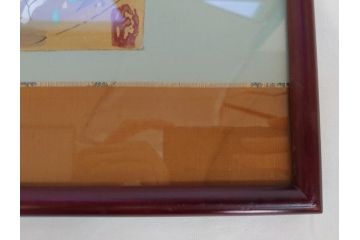 渡辺俊明　墨彩詩書画　無心　いつも微笑(絵画、額装)(R-062887)