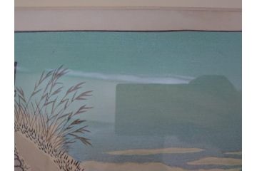 奥山儀八郎　木版画　日本風景版画　由井さった峠　富士山　駿河湾(絵画、多色刷、額装、由比)(R-062890)