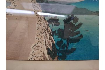 奥山儀八郎　木版画　日本風景版画　由井さった峠　富士山　駿河湾(絵画、多色刷、額装、由比)(R-062890)