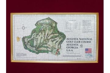 アメリカ　AUGUSTA NATIONAL GOLF CLUB COURSE(オーガスタ　ナショナルゴルフクラブ　コース)　ゴルフコース　マップ　J.P.IZATT(James Paterson IZATT、ジェームズ・パターソン・アイザット)(地図、額装)(R-062891)