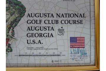 アメリカ　AUGUSTA NATIONAL GOLF CLUB COURSE(オーガスタ　ナショナルゴルフクラブ　コース)　ゴルフコース　マップ　J.P.IZATT(James Paterson IZATT、ジェームズ・パターソン・アイザット)(地図、額装)(R-062891)