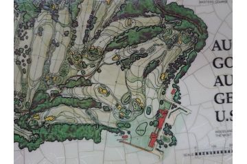 アメリカ　AUGUSTA NATIONAL GOLF CLUB COURSE(オーガスタ　ナショナルゴルフクラブ　コース)　ゴルフコース　マップ　J.P.IZATT(James Paterson IZATT、ジェームズ・パターソン・アイザット)(地図、額装)(R-062891)