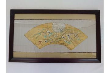 渡辺俊明　蓮笑庵　墨彩画　月と夏草図　野の花がいい　力むこともなく　自分らしく　素直に咲いているのがいいね　俊めいがたり(絵画、額装)(R-062892)