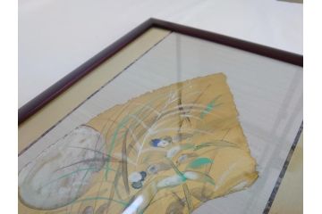 渡辺俊明　蓮笑庵　墨彩画　月と夏草図　野の花がいい　力むこともなく　自分らしく　素直に咲いているのがいいね　俊めいがたり(絵画、額装)(R-062892)