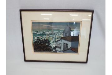 井堂雅夫　木版画　神戸の夜　1984年(多色刷、絵画)(R-062895)