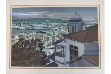 井堂雅夫　木版画　神戸の夜　1984年(多色刷、絵画)(R-062895)