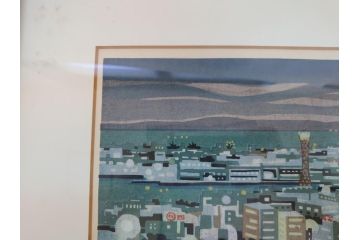 井堂雅夫　木版画　神戸の夜　1984年(多色刷、絵画)(R-062895)
