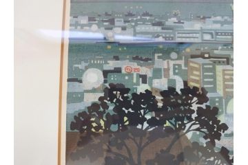 井堂雅夫　木版画　神戸の夜　1984年(多色刷、絵画)(R-062895)