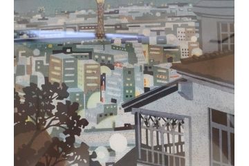 井堂雅夫　木版画　神戸の夜　1984年(多色刷、絵画)(R-062895)