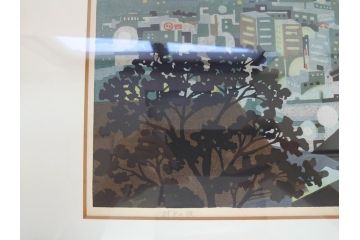 井堂雅夫　木版画　神戸の夜　1984年(多色刷、絵画)(R-062895)