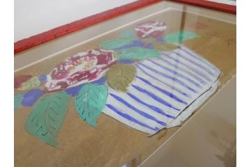 渡辺俊明　蓮笑庵　墨彩画　鉢に椿(絵画、額装)(R-062896)
