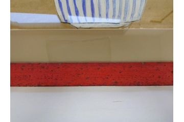 渡辺俊明　蓮笑庵　墨彩画　鉢に椿(絵画、額装)(R-062896)