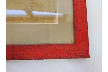 渡辺俊明　蓮笑庵　墨彩画　鉢に椿(絵画、額装)(R-062896)