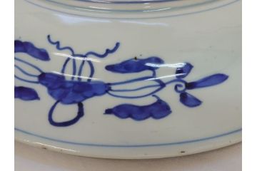 江戸期　古伊万里　染付　山水　龍　波　1尺5寸　約47cm　大皿(一尺五寸、和食器、和皿)(R-062897)