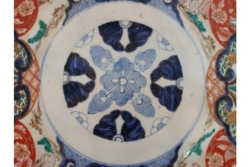 特大!　江戸期　古伊万里　色絵　松　獅子　唐人　花鳥　1尺8寸　約55cm　大皿(一尺八寸、和食器、和皿)(R-062898)