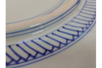 特大!　江戸期　古伊万里　染付　山水　龍　波　1尺8寸　約55cm　大皿(一尺八寸、和食器、和皿)(R-062899)