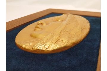 彫刻家　川崎普照　ブロンズ　レリーフ(共箱付き、彫塑、額装)(R-062900)