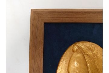 彫刻家　川崎普照　ブロンズ　レリーフ(共箱付き、彫塑、額装)(R-062900)