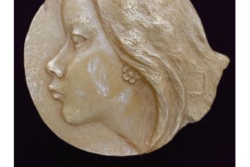 彫刻家　川崎普照　ブロンズ　レリーフ(共箱付き、彫塑、額装)(R-062901)