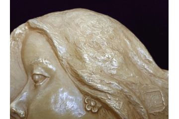 彫刻家　川崎普照　ブロンズ　レリーフ(共箱付き、彫塑、額装)(R-062901)