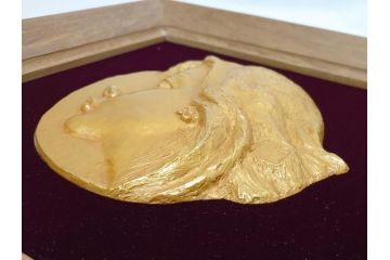 彫刻家　川崎普照　ブロンズ　レリーフ(共箱付き、彫塑、額装)(R-062901)
