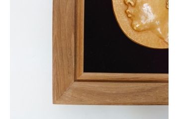 彫刻家　川崎普照　ブロンズ　レリーフ(共箱付き、彫塑、額装)(R-062901)