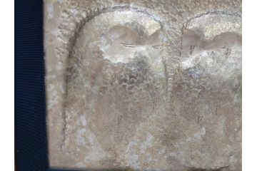 飯田美郎　彫金　金工　ブロンズ　レリーフ　銅板銀メッキ　ふくろう(外箱付き、額装、フクロウ、梟)(R-062902)