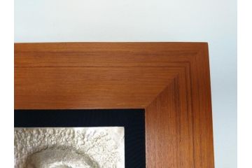 飯田美郎　彫金　金工　ブロンズ　レリーフ　銅板銀メッキ　ふくろう(外箱付き、額装、フクロウ、梟)(R-062902)
