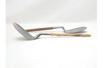 金工師　村田耕閑　南鐐　炉　風炉　囲炉裏 灰杓子(共箱付き、灰匙、茶道具、炭手前)(R-062904)