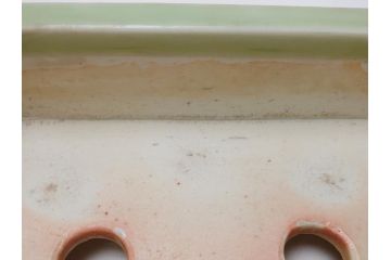 青磁　陽刻　植木鉢(アンティーク雑貨)(R-062915)