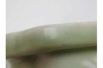 青磁　陽刻　植木鉢(アンティーク雑貨)(R-062915)