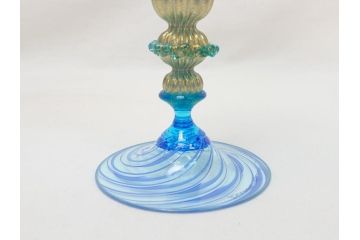 イタリア　ベネチアングラス　ワイングラス(作家物、サイン有、ムラノガラス、ムラーノガラス、ベネチアンガラス)(R-062916)