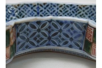 江戸　伊万里　色絵　染付　龍・鳳凰の図　二重角福　渦福　変形皿(和食器)(R-062917)
