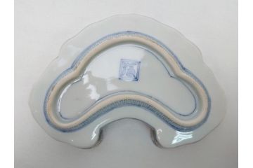 江戸　伊万里　色絵　染付　龍・鳳凰の図　二重角福　渦福　変形皿(和食器)(R-062917)