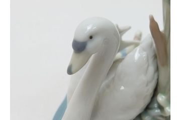スペイン　リヤドロ　LLADRO　1989　Follow Me(ついていらっしゃい)　白鳥の親子　フィギュリン(箱なし、陶器人形、置物、オブジェ、スワン)(R-062918)