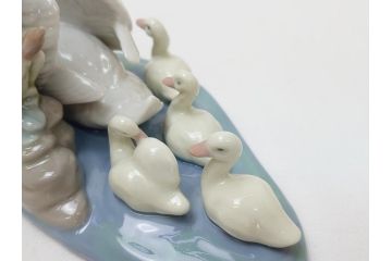 スペイン　リヤドロ　LLADRO　1989　Follow Me(ついていらっしゃい)　白鳥の親子　フィギュリン(箱なし、陶器人形、置物、オブジェ、スワン)(R-062918)